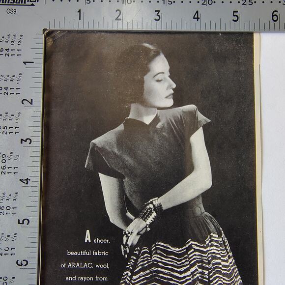 1946 Aralac Fashion Print Ad Zigzag Skirt Model Pose Midcentury Style Ephemera - Picture 4 of 9